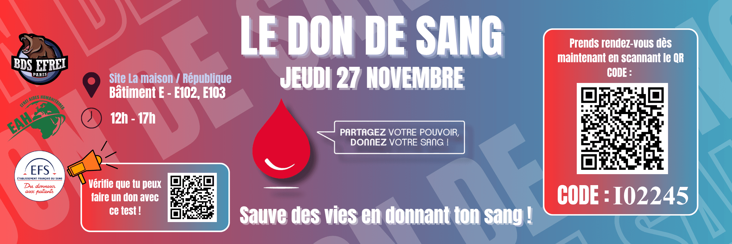 Bannière pour Don du Sang